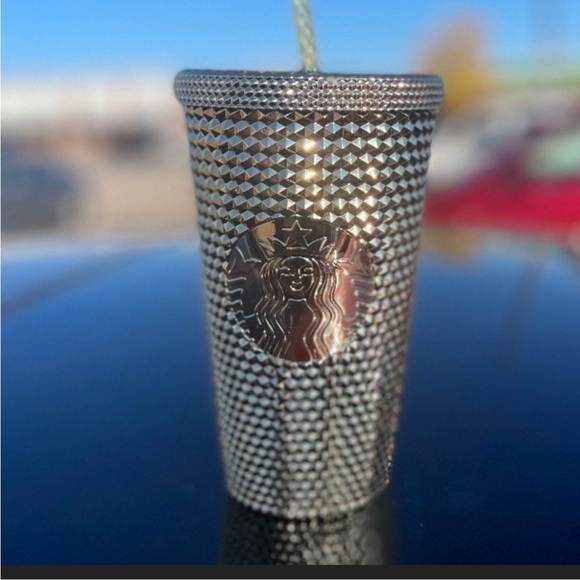 Starbucks Gold Bling Chrome Studded Tumbler Cold Cup 16oz Grande Holiday 2022 - Picture 3 of 3